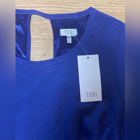 NWT - TOBI Cobalt Blue Open Back Shift Mini Party Summer Dress / Size M - Picture 7 of 10
